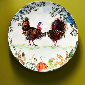 Anthropologie Inslee Fariss Autumn's Bounty  Turkey Side Plate